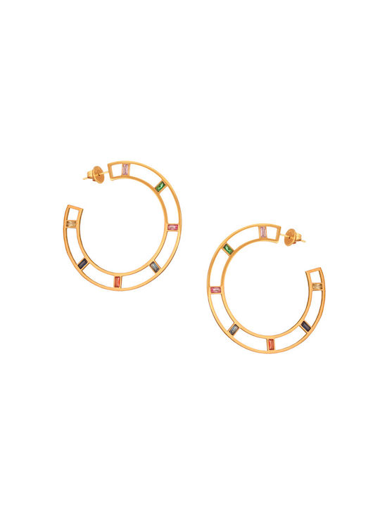 Abadianakis Earrings Hoops made of Steel Gold Plated