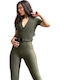Women's Short-sleeved One-piece Suit Khaki