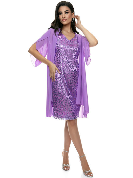 RichgirlBoudoir Summer Midi Evening Dress with Lace Purple