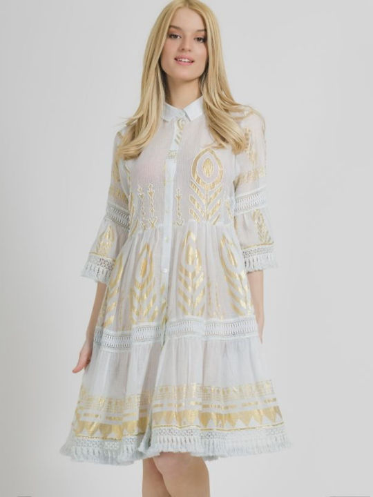 Ble Resort Collection Rochii de vară pentru femei Mini Rochie cu cămașă Rochie Aur