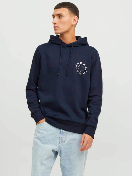 Jack & Jones Ανδρικό Φούτερ με Κουκούλα Navy Μπλε