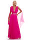 RichgirlBoudoir Summer Maxi Dress for Wedding / Baptism Draped Open Back Fuchsia