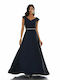 RichgirlBoudoir Maxi Dress for Wedding / Baptism Satin Navy Blue