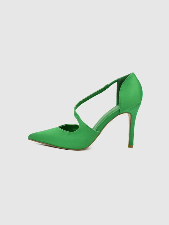 Joya Pointed Toe Green Heels with Strap