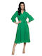 RichgirlBoudoir Καλοκαιρινό Midi Φόρεμα με Βολάν Πράσινο