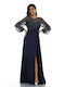 RichgirlBoudoir Maxi Φόρεμα για Γάμο / Βάπτιση Σατέν Navy Μπλε