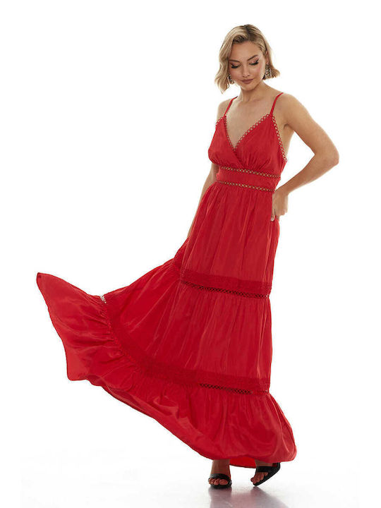 RichgirlBoudoir Καλοκαιρινό Maxi Φόρεμα Σατέν Κόκκινο