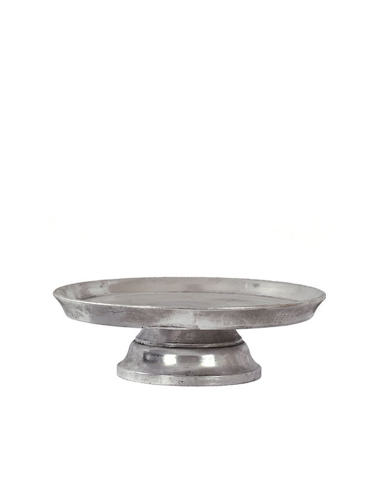 Zaros Kuchenständer Metallisch mit Fuß Silber 25x25x8.5cm