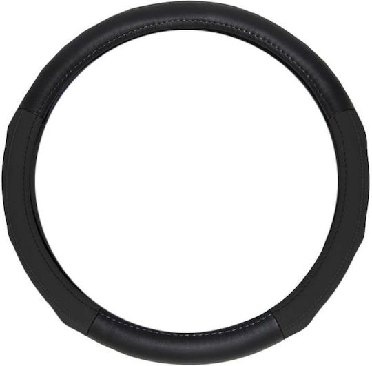 Autoline Car Steering Wheel Cover 13795 with Diameter 38cm Leather Black with Black Stitching 9990000006496
