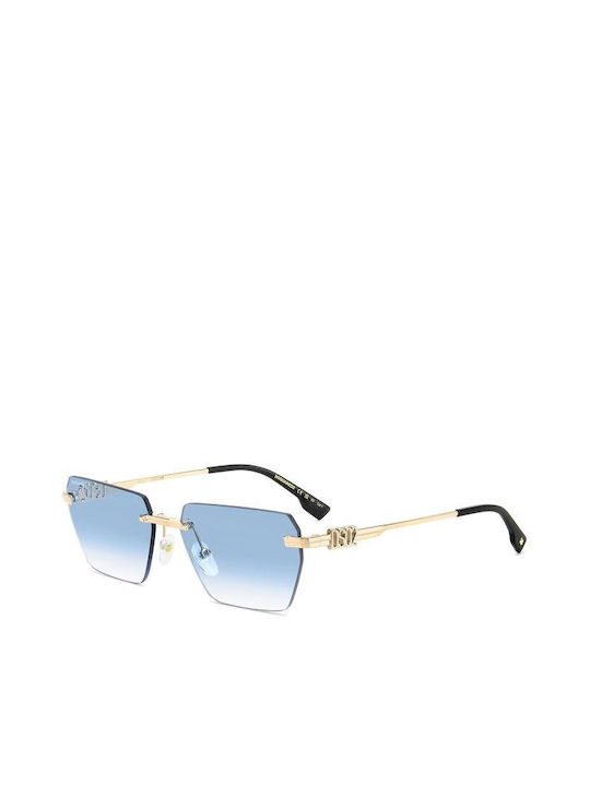 Dsquared2 Sonnenbrillen mit Gold Rahmen und Blau Verlaufsfarbe Linse D20102/S LKS/ST