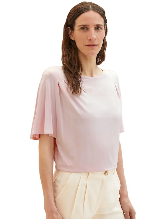 Tom Tailor Women's Summer Blouse Short Sleeve Pink