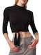 Ale - The Non Usual Casual Women's Summer Crop Top Long Sleeve Black