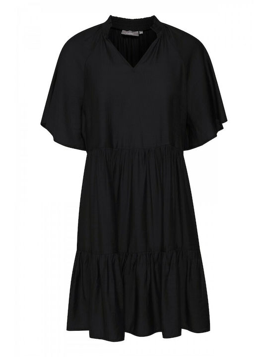 Fransa All Day Short Sleeve Viscose Mini Dress Black