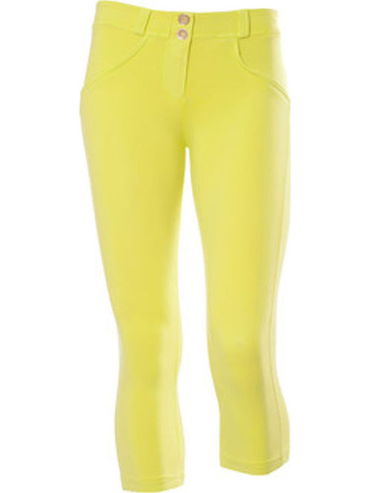Freddy Γυναικείο Υφασμάτινο Capri Παντελόνι Push-up Slim Fit Κίτρινο