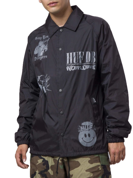 HUF Herren Jacke Lässig Schwarz