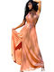 Mohicans Black Line Summer Maxi Evening Dress with Slit Orange