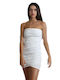 Chica Sommer Mini Abendkleid Trägerlos Weiß