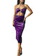 Chica Midi Evening Dress Velvet Purple
