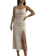 Chica Sommer Midi Abendkleid Beige