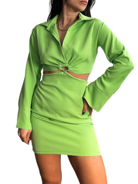 Chica Mini Rochie de Seară Rochie cu cămașă Verde