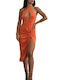 Chica Sommer Midi Abendkleid Orange