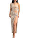 Chica Summer Maxi Evening Dress Beige