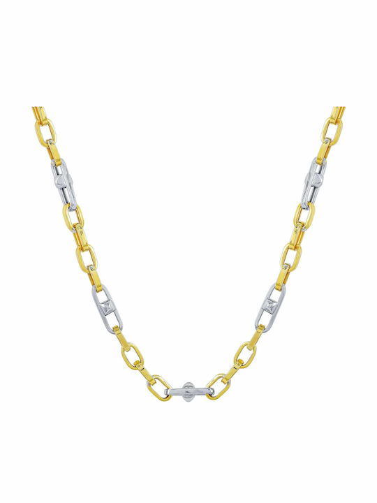 Kiriakos Gofas Two-tone Chain Neck made of Gold 14K Thin Thickness 5.6mm and Length 60cm