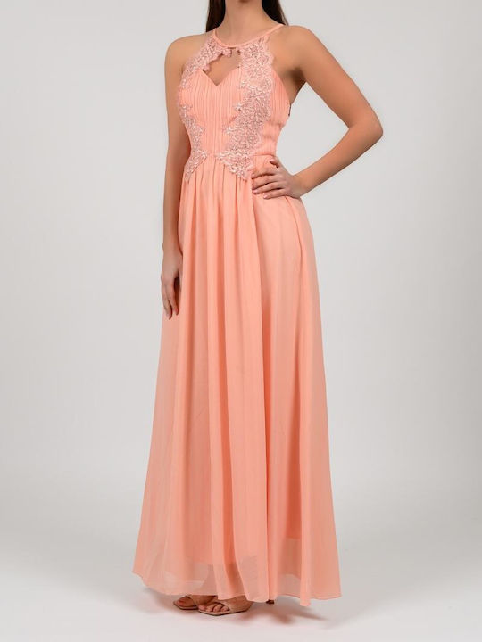 DOT Maxi Dress for Wedding / Baptism Pink