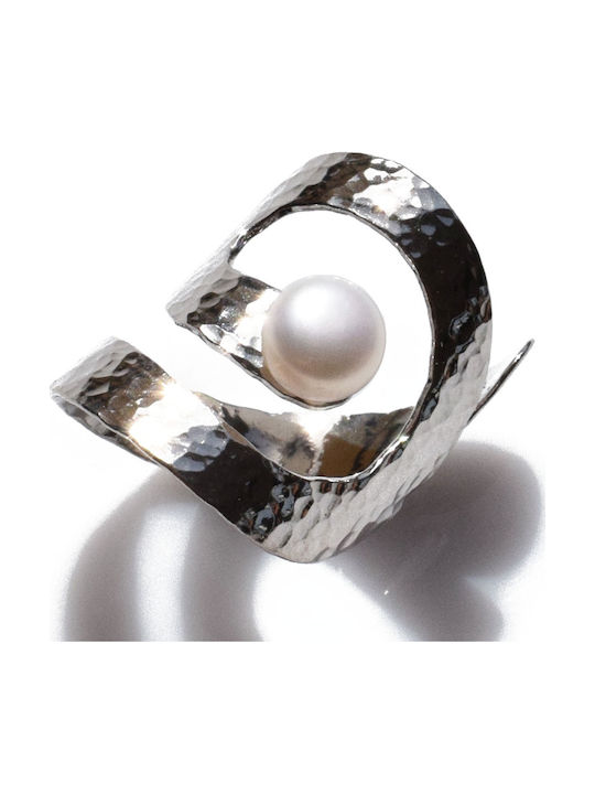 Bizoutaki Ring with Pearls made of Silver