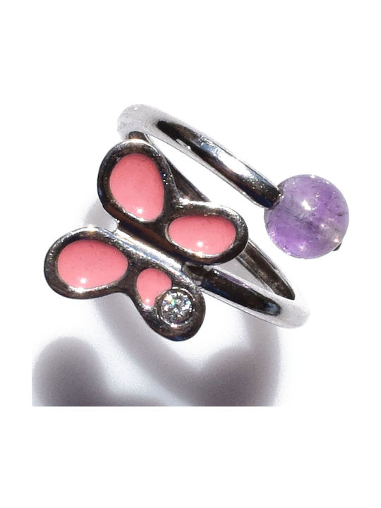 Bizoutaki Ring with Zircon & Enamel made of Silver