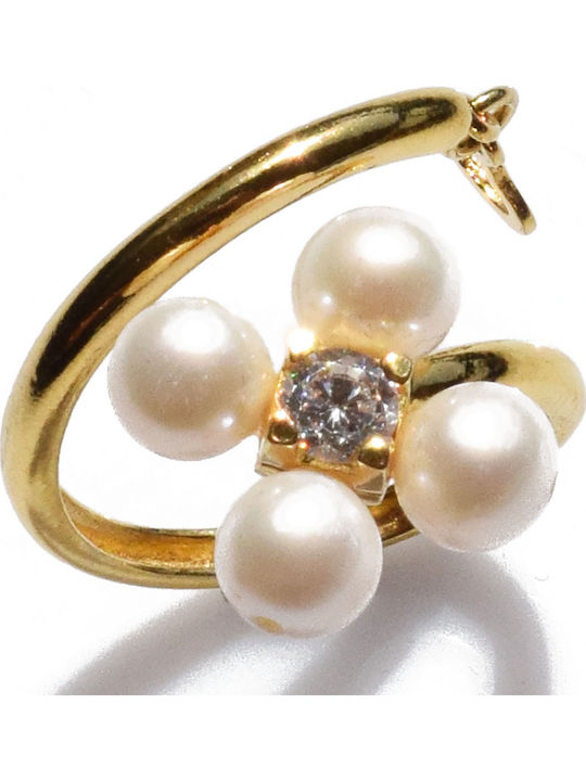 Bizoutaki Ring with Pearls & Zircon made of Silver Gold Plated