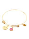 Natalie Gersa Women's Bracelet Handcuffs with Mom Design in Stainless Steel Gold Plated with Zircon 21cm