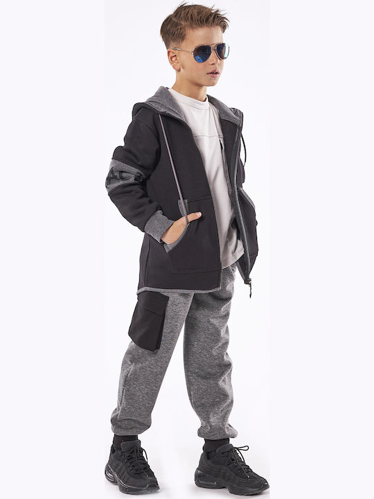 Kids Sweatshirt Cardigan with Hood Black