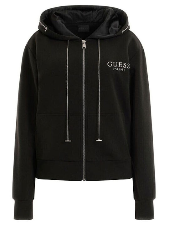Guess Women's Sweatshirt Jacket Hooded Black W3YQ15KB932-JBLK