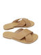 Leather Women's Flat Sandals in Beige Color