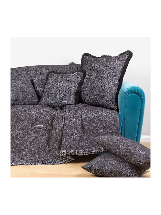 Aslanis Home Parnassos Ριχτάρι Πολυθρόνας Chenille 180x180εκ. Μαύρο / Γκρι