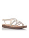 Women's Flat Sandals in Beige Color