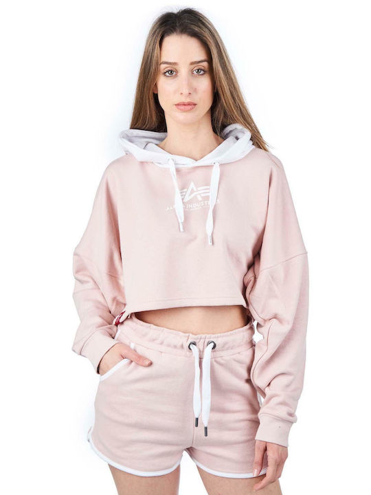 Alpha Industries Women's Cropped Hooded Sweatshirt Pink