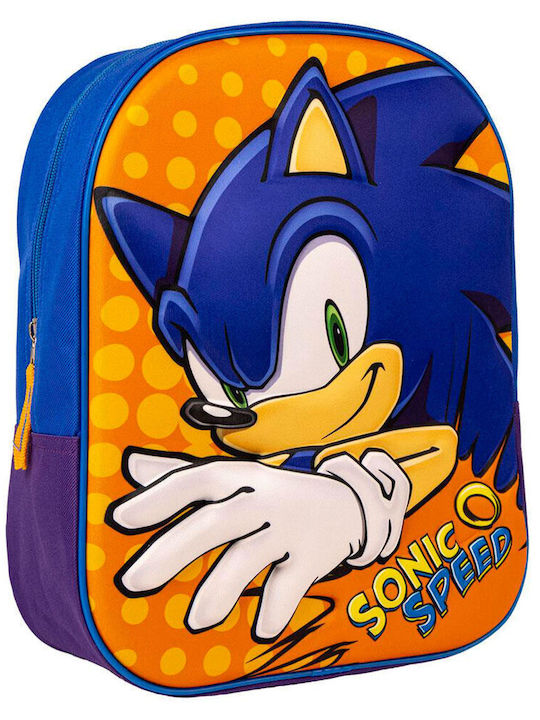 Sonic The Hedgehog Σχολική Τσάντα Πλάτης Νηπιαγωγείου σε Μπλε χρώμα