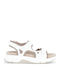 Leder Flache Sandalen für Damen Anatomisch mit Riemen in Weiß Farbe