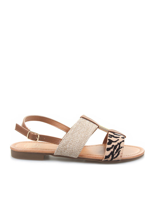 Women's Flat Sandals in Gold Color