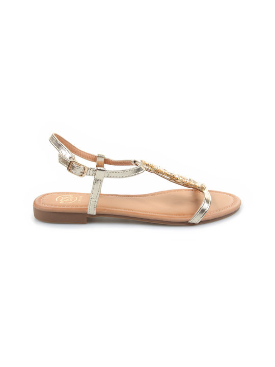 Fshoes Women's Sandals with Stones Gold