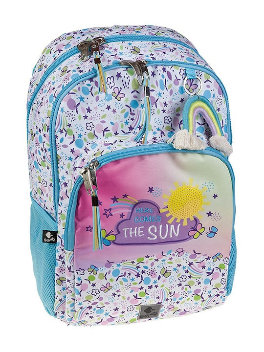 Busquets The Sun School Bag Backpack Elementary, Elementary Light Blue with Water Bottle Holder