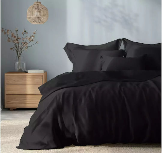 Family Enterprise Sheet King Size with Elastic 180x200+35cm. Black