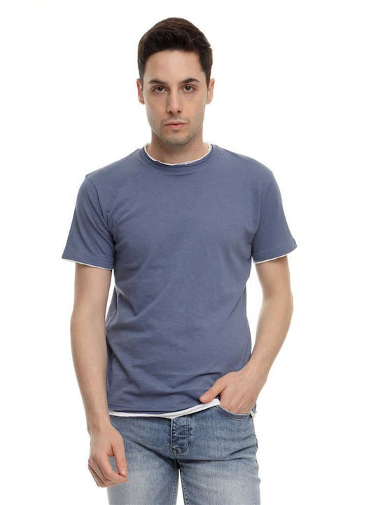 Frank Tailor T-shirt Bărbătesc cu Mânecă Scurtă Albastru