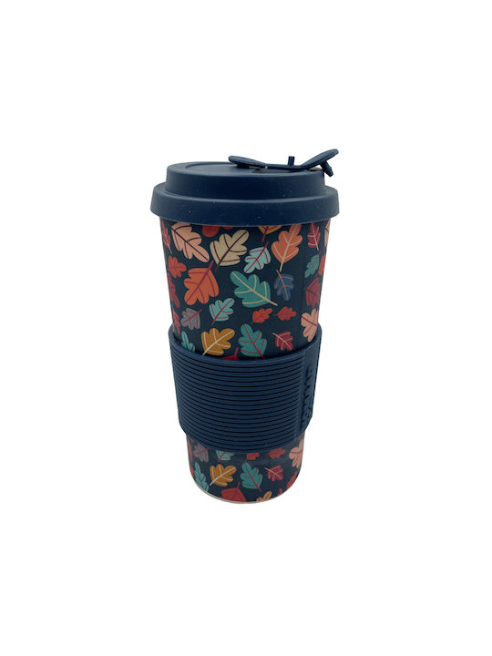 Bamboo Cup with Lid Blue 500ml