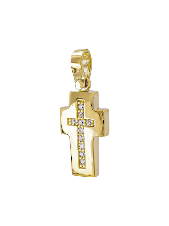 Kiriakos Gofas Damen Gold Kreuz 14K mit Kette