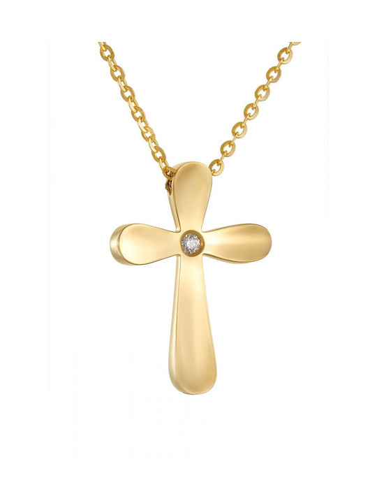 Damen Gold Kreuz 18K mit Kette