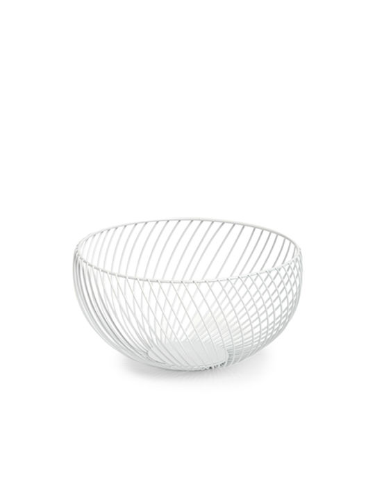 Fruit Bowl Metallic White 26.5x26.5x16.5cm