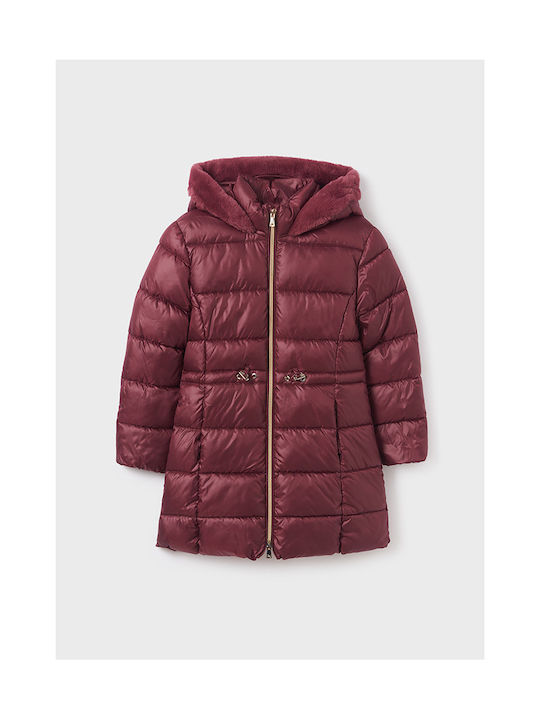 Mayoral Girls Quilted Coat Purple with Lining & Ηood